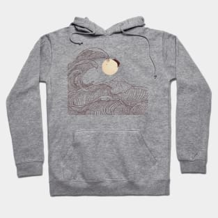 The great wave of black cat moonlight Hoodie